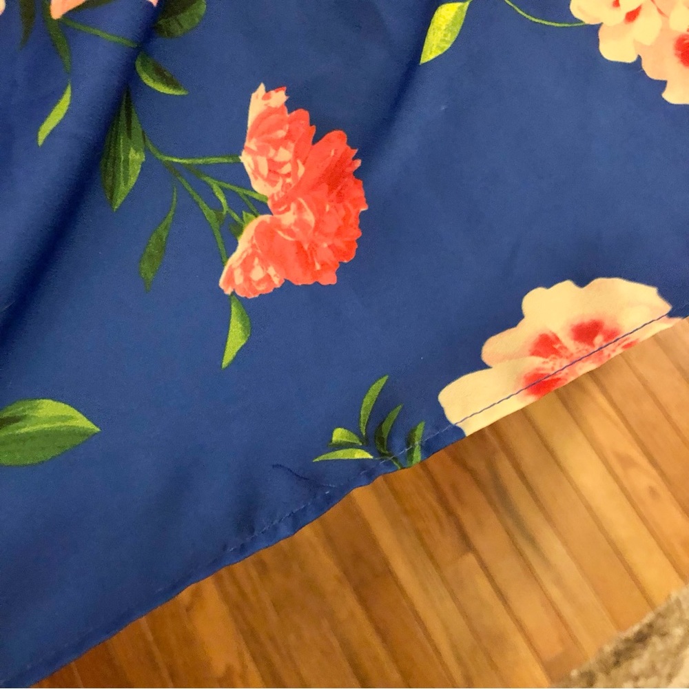 Eliza J Floral Halter High‎ Neck Sleeveless Tiered Dress Blue Pink 8 - Picture 8 of 11